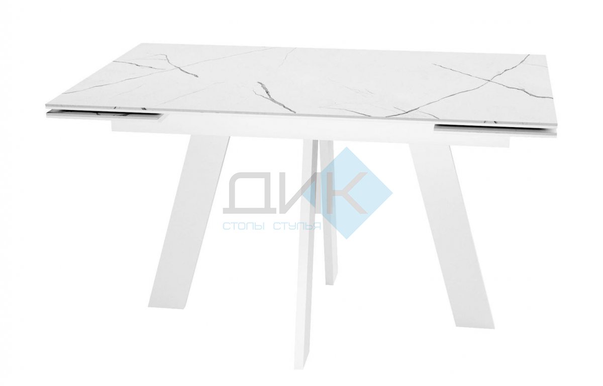 Стол DikLine SKM140 Керамика Белый мрамор/подстолье белое/опоры белые (2 уп.)