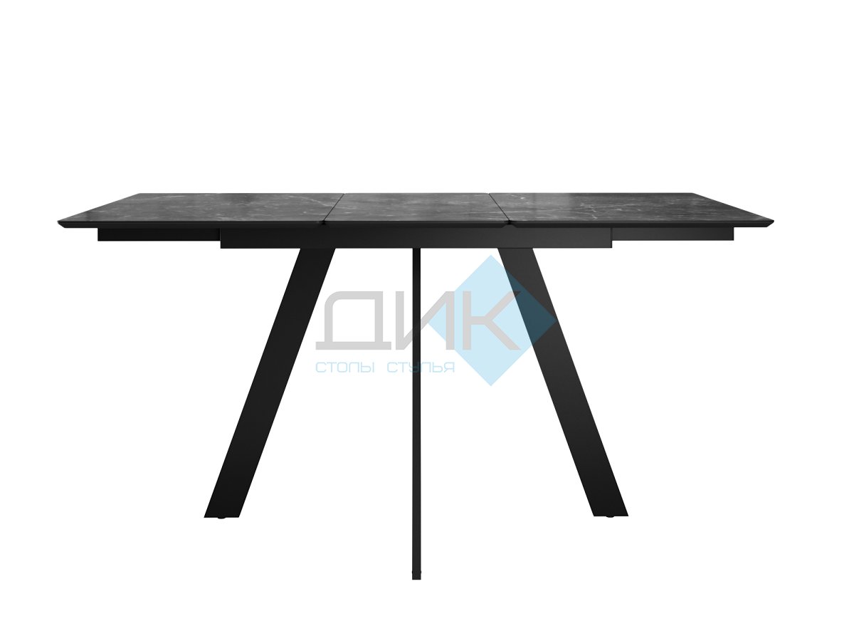 Стол DikLine DKD140, керамика 140(180)х80, мрамор черный матовый, опоры черные (2 уп.)