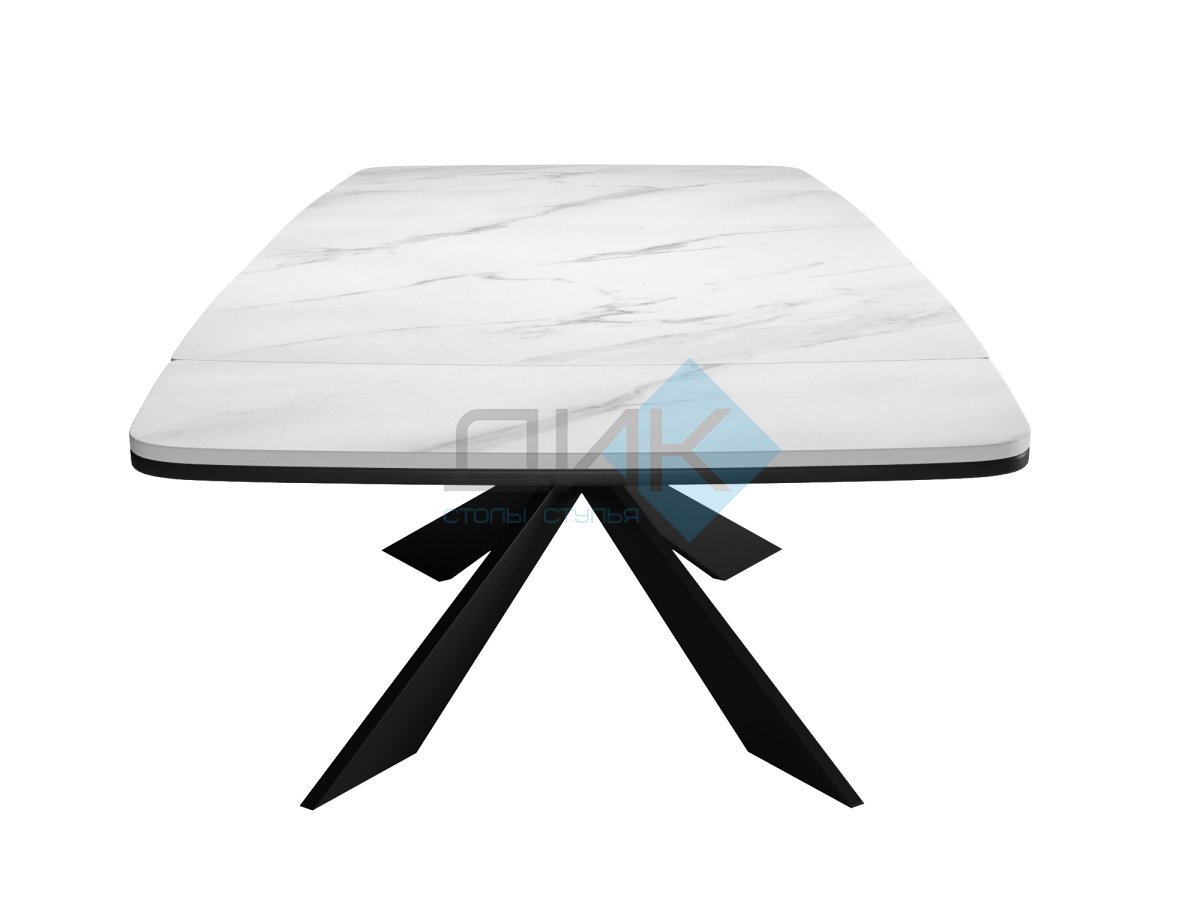 Стол DikLine KM160 керамика белый мрамор С41 матовая/опоры черные (2 уп.)