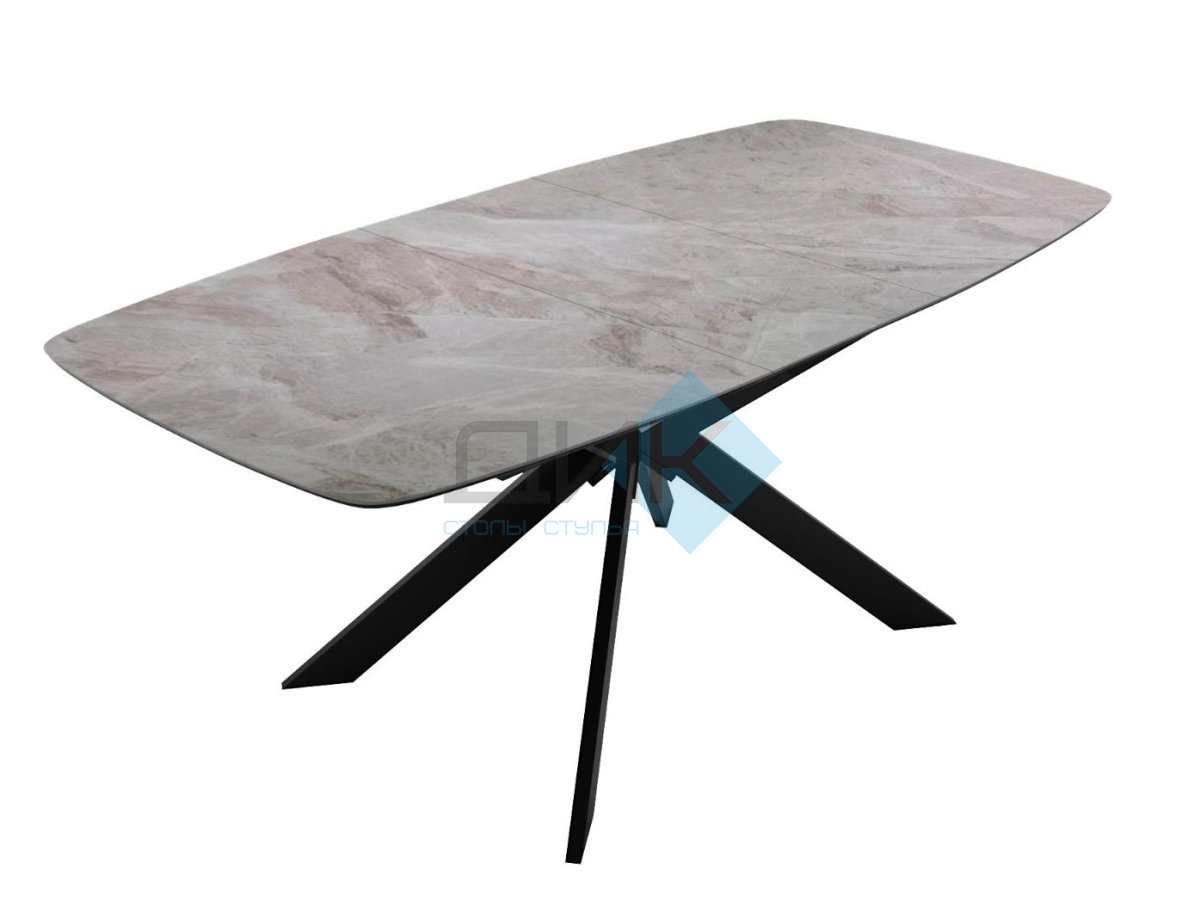 Стол DikLine BK140 Керамика Italian Grey (глянец серый)/подстолье черное/опоры черные