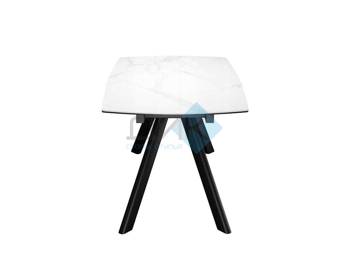 Стол DikLine KL160 керамика белый мрамор С39 глянец/опоры черные) (2 уп)