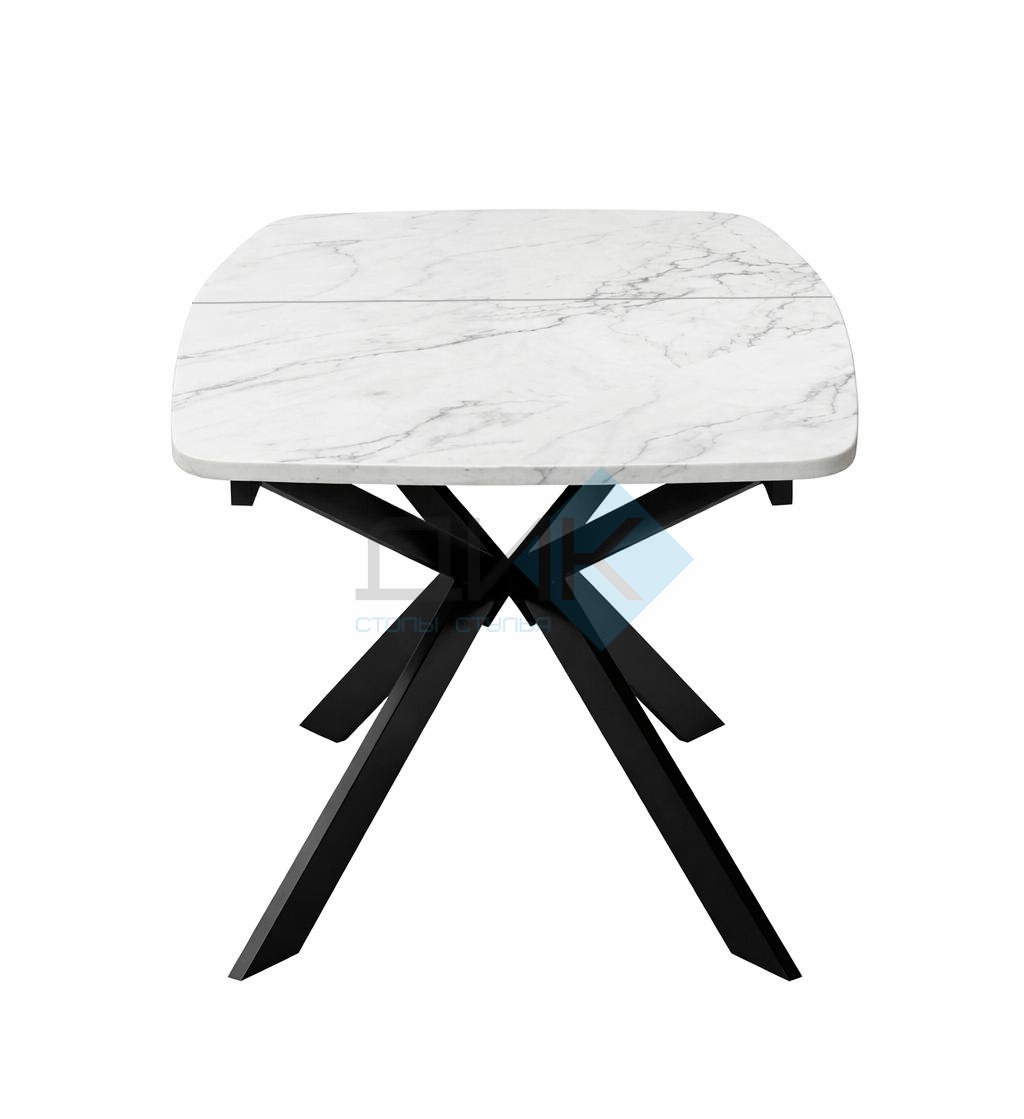 Стол DikLine B140 Мрамор Кристал белый/опоры черные