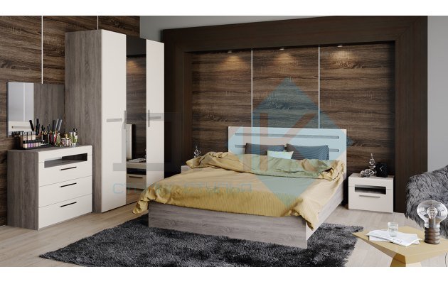 Фьюжн ТД 260.01.03 Кровать  (бежевый дуб сонома трюфель) (160х200)