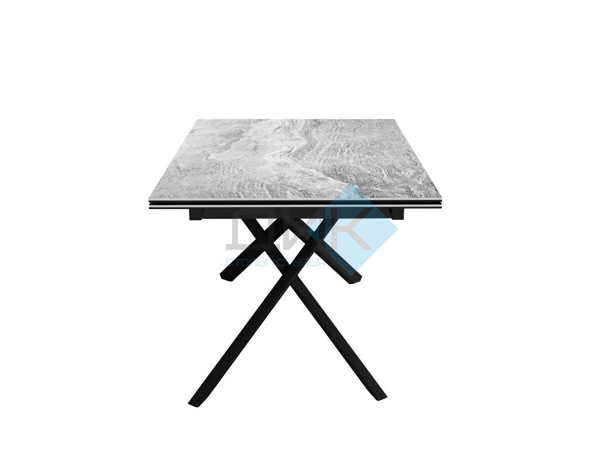Стол DikLine KX160 керамика серый мрамор C31 глянец/опоры черные (2 уп)