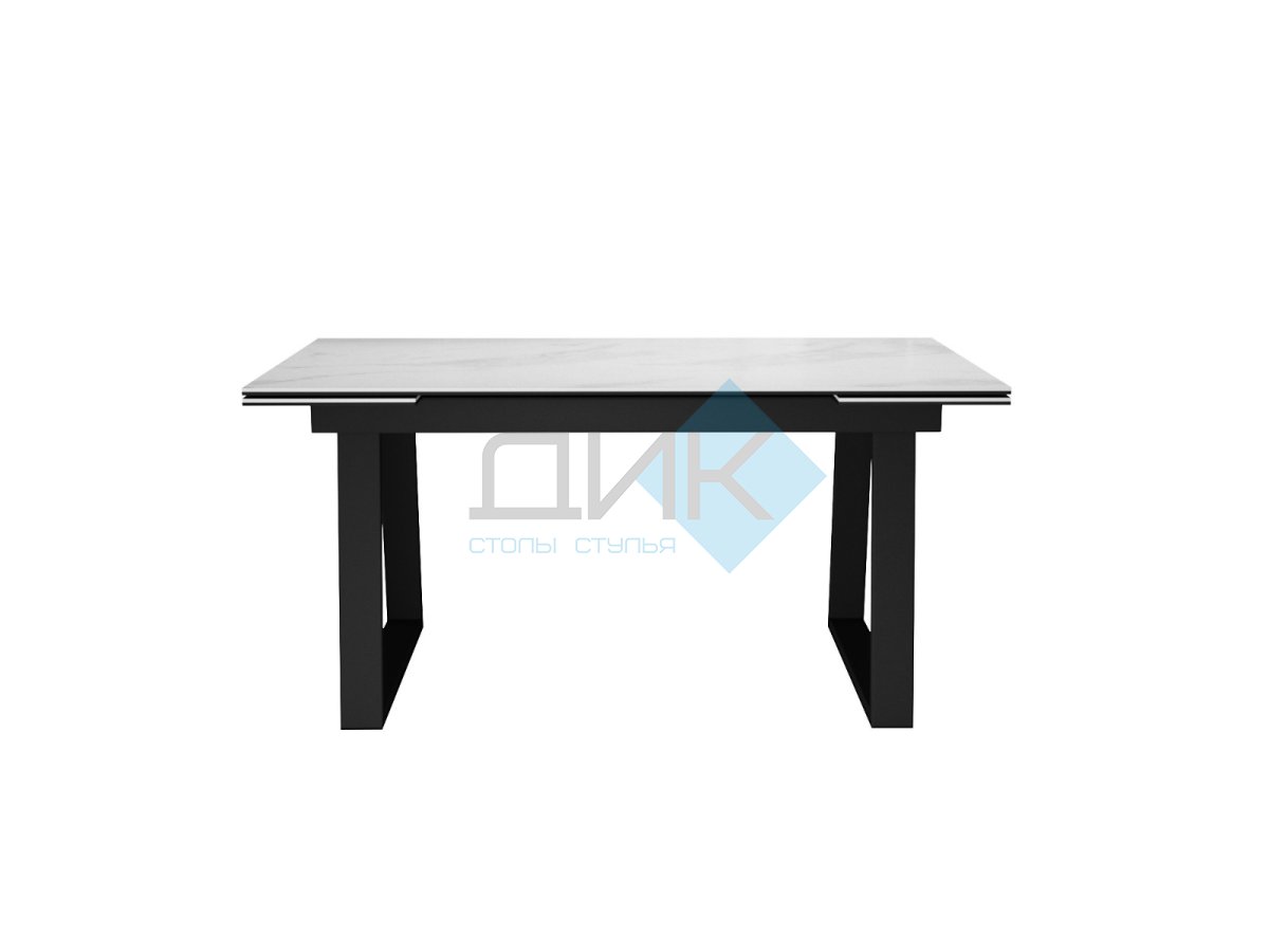 Стол DikLine DKZ160 Керамика Tianshan White (белый полуглянец)/подстолье черное/опоры черные (2 уп.)