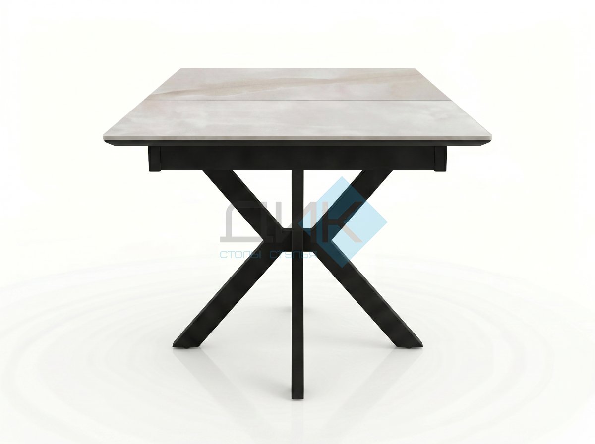 Стол DikLine DKI100 Керамика белый Icelandic white jade (Ostra Bianco Light)/подстолье черное/опоры черные (2уп.)