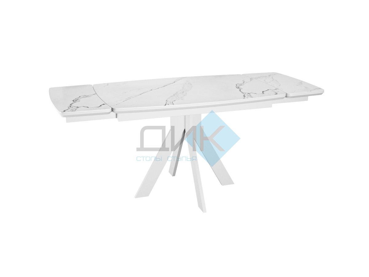 Стол DikLine DKU120 Керамика Белый мрамор/подстолье белое/опоры белые (2 уп.)