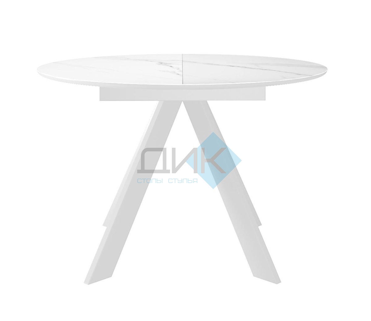 Стол DikLine SKC110 d1100 Керамика Белый мрамор/подстолье белое/опоры белые