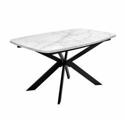 Стол DikLine B140 Мрамор Кристал белый/опоры черные
