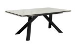 Стол DikLine DKX140 керамика глянец Ostra Bianco (мрамор глянец белый)/подстолье черное/опоры черные (2уп.)