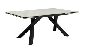 Стол DikLine DKX140 керамика глянец Ostra Bianco (мрамор глянец белый)/подстолье черное/опоры черные (2уп.)