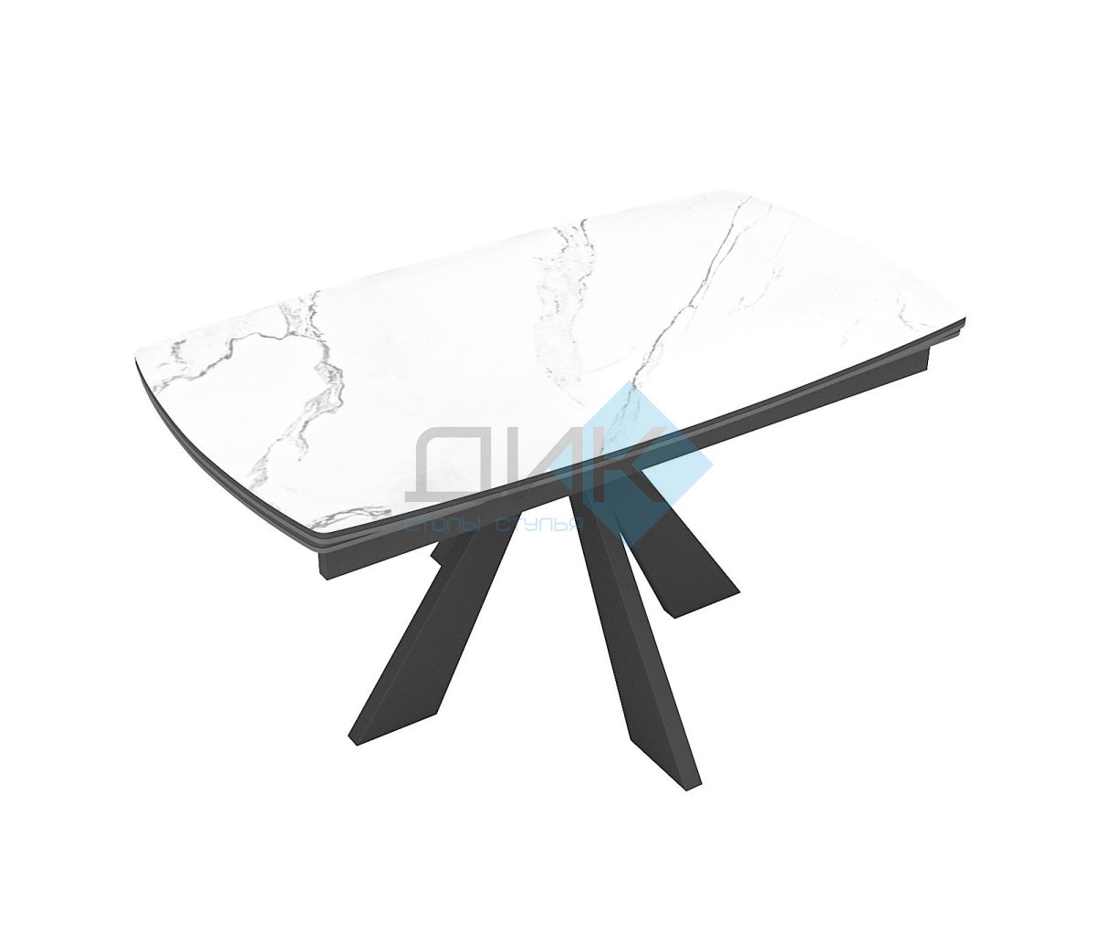 Стол DikLine DKU120 Керамика Белый мрамор/подстолье черное/опоры черные (2 уп.)