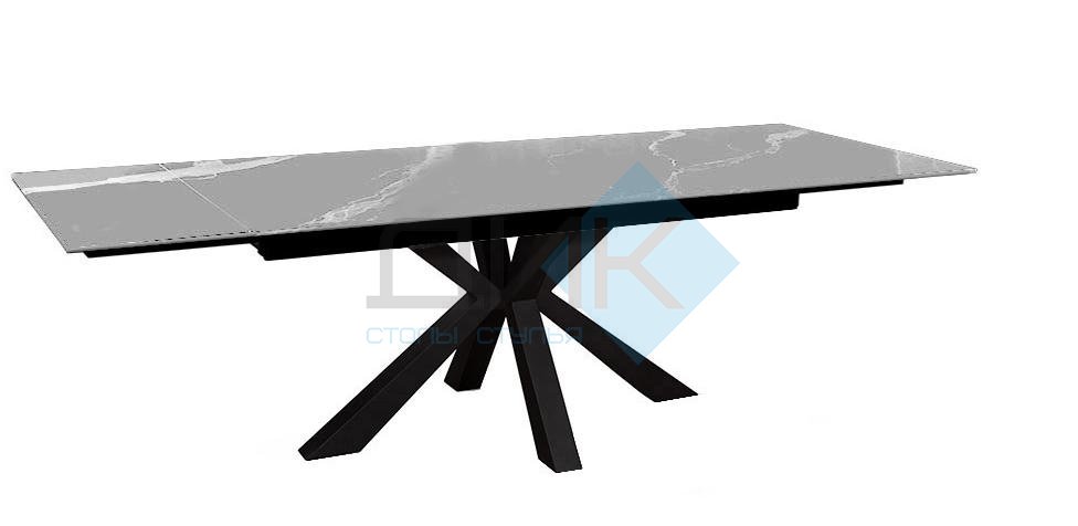 Стол DikLine SFE160 Керамика Серый мрамор/подстолье черное/опоры черные (2 уп.)