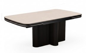 Стол DikLine DKO160 Керамика Krater Perla (бежевый матовый)/подстолье черное/опоры черные (2 уп.)
