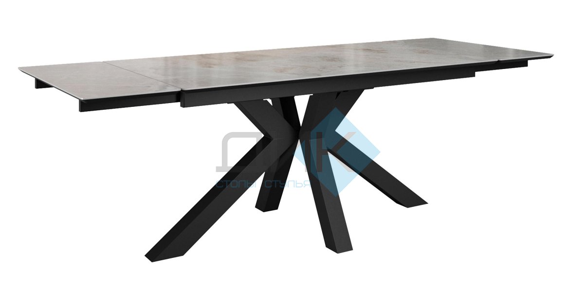 Стол DikLine SFE160 Керамика Italian Grey (глянец серый)/подстолье черное/опоры черные (2 уп.)