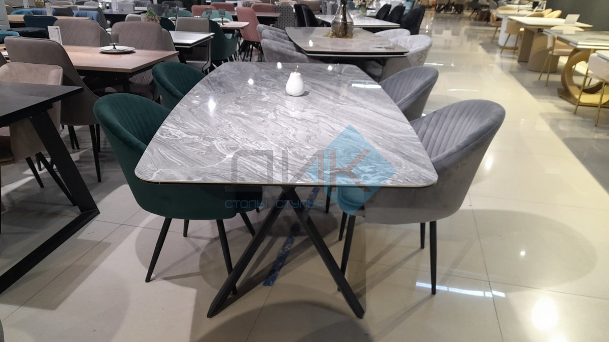 Стол DikLine KS220 керамика Monsoon (серый глянец JA688) / опоры черные Образец в ТЦ Шоколад