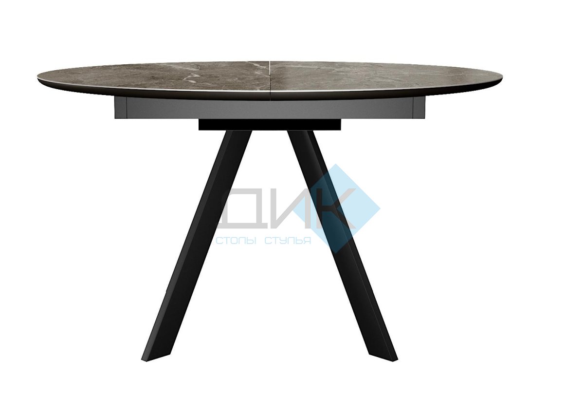Стол DikLine SKC120 d1200 Керамика Tundra Gris (темно-серый суперглянец)/подстолье черное/опоры черные