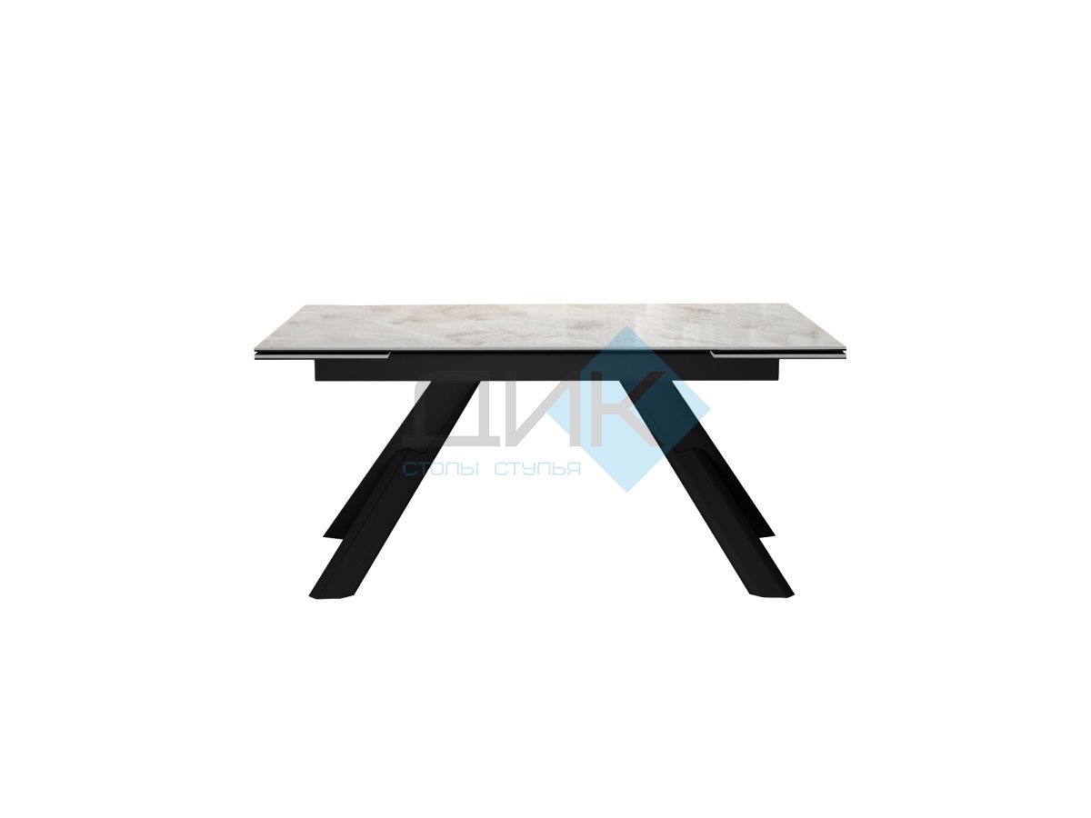 Стол DikLine DKX140 керамика Italian Grey (глянец серый), подстолье черное, опоры черные (2уп.)