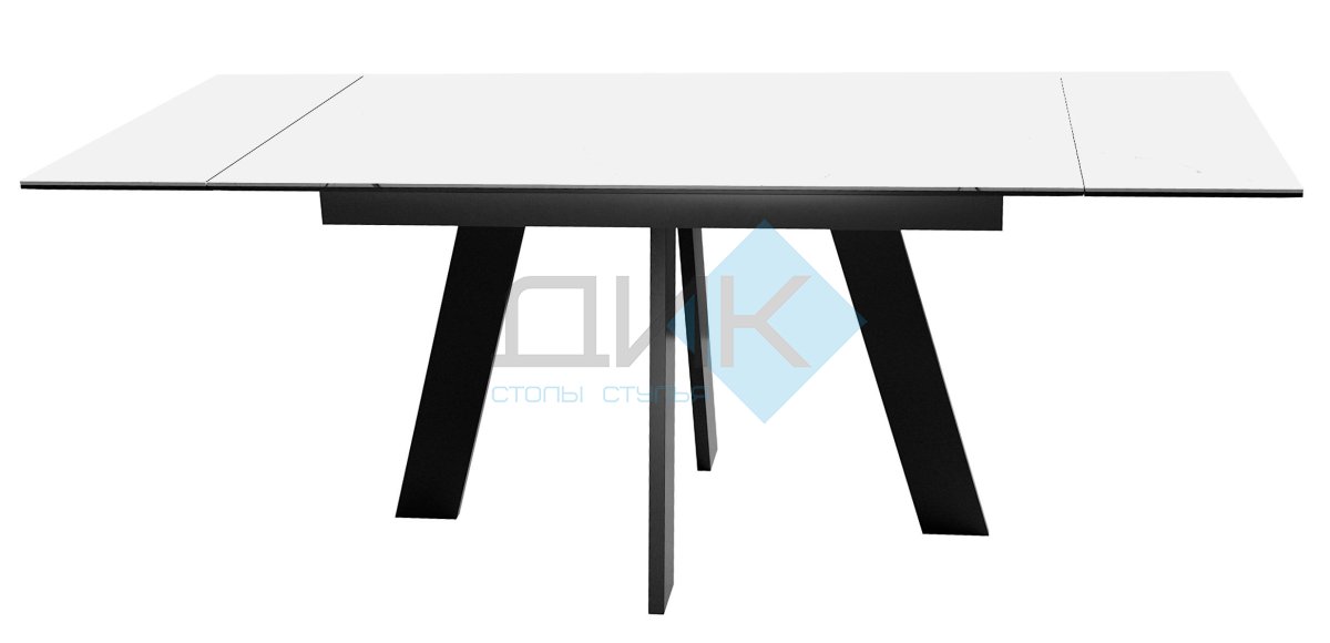 Стол DikLine SKM140 Керамика Mono white (белый матовый)/подстолье черное/опоры черные (2 уп.)