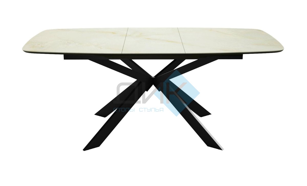 Стол DikLine BK140 Керамика глянец Ostra Bianco (мрамор глянец белый)/подстолье черное/опоры черные