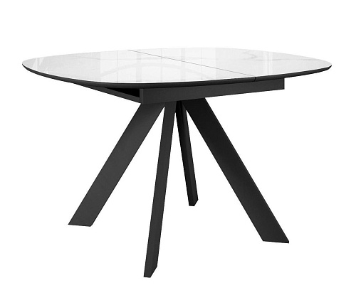 Стол DikLine BK100 Керамика Carrara Gloss (мрамор глянец белый)/подстолье черное/опоры черные