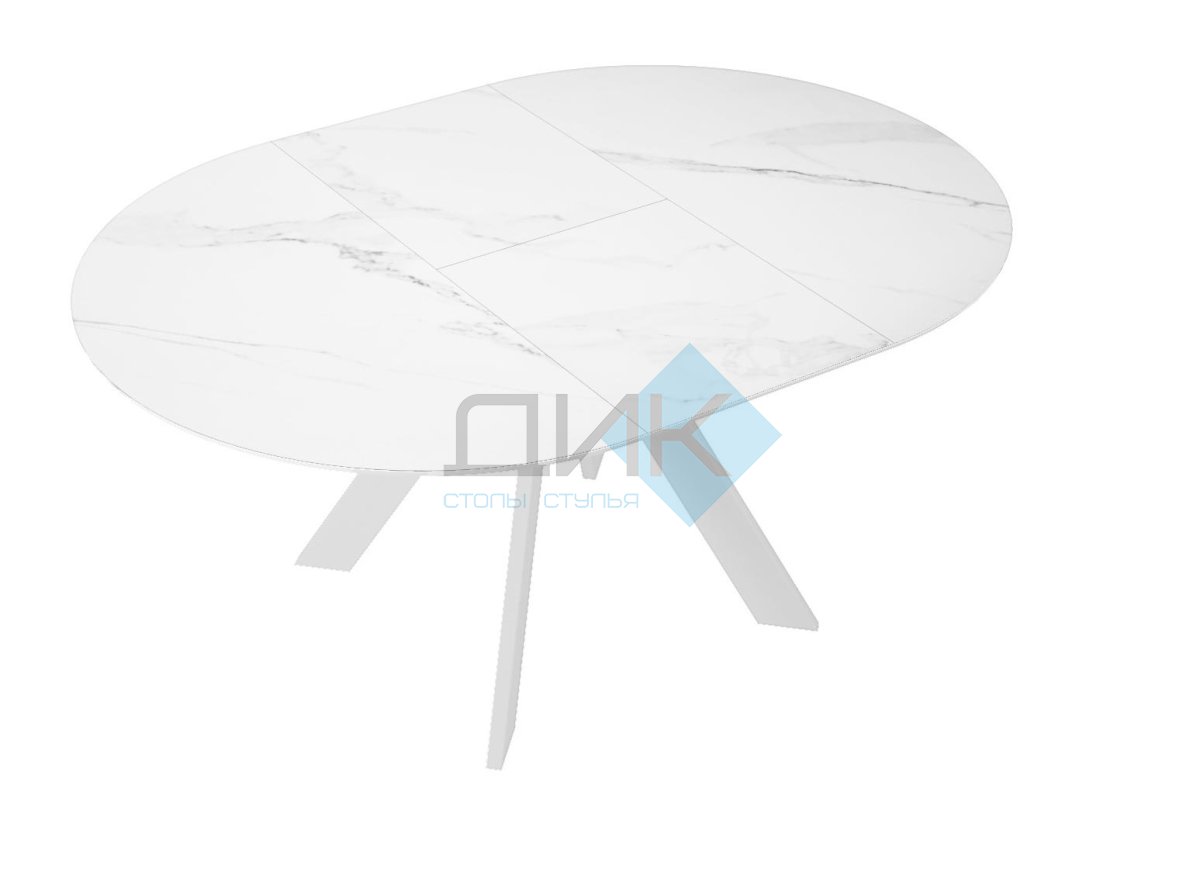 Стол DikLine SKC90 d900 Керамика Белый мрамор/подстолье белое/опоры белые