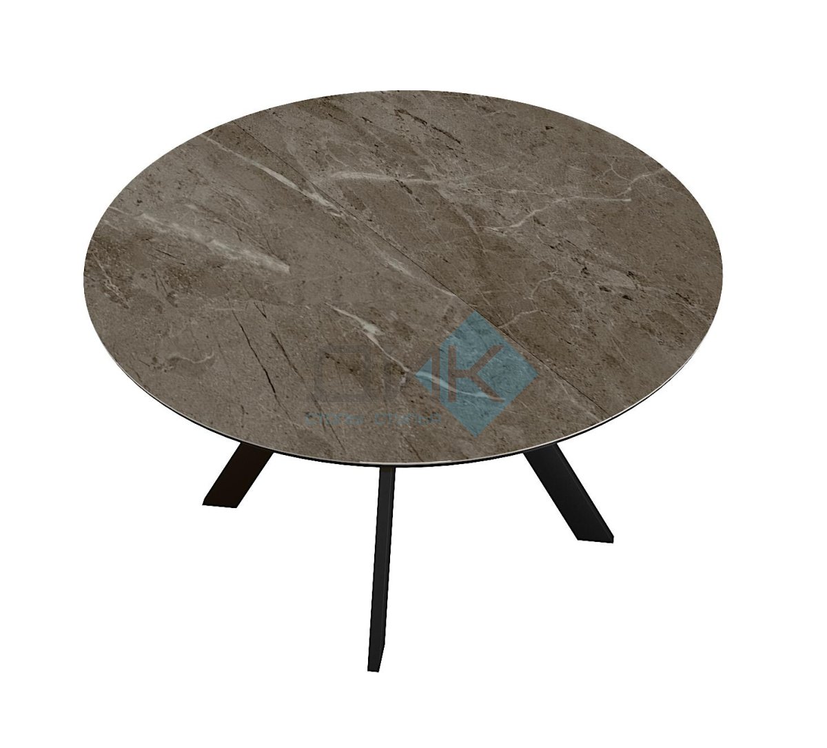 Стол DikLine SKC120 d1200 Керамика Tundra Gris (темно-серый суперглянец)/подстолье черное/опоры черные