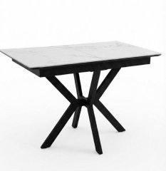 Стол DikLine DI100 Мрамор Кристал белый/опоры черные (2уп.)
