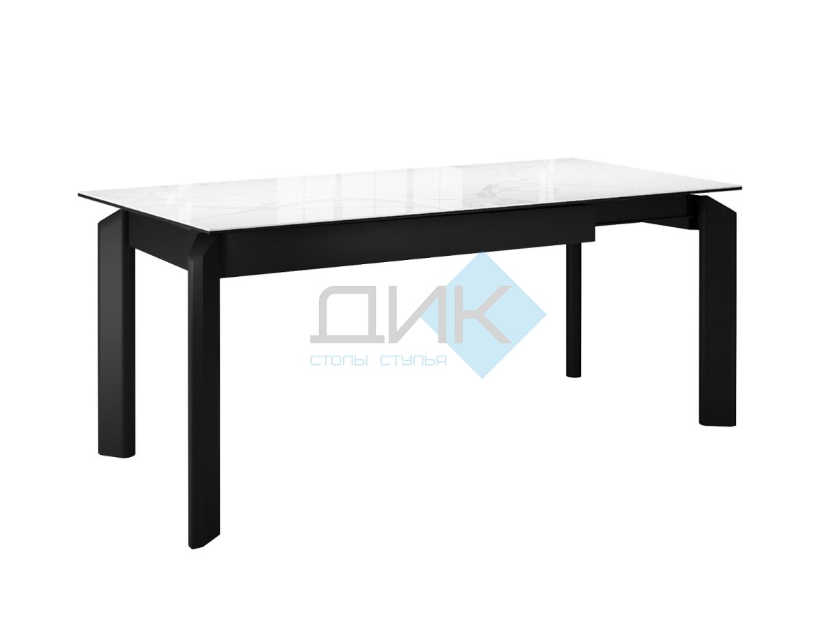 Стол DikLine KT140 керамика белый мрамор С39 глянец/опоры черные (2 уп)