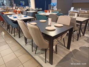 Стол DikLine DKT130 Керамика мрамор Бронза/опоры черные Образец в салоне ТЦ Кемп