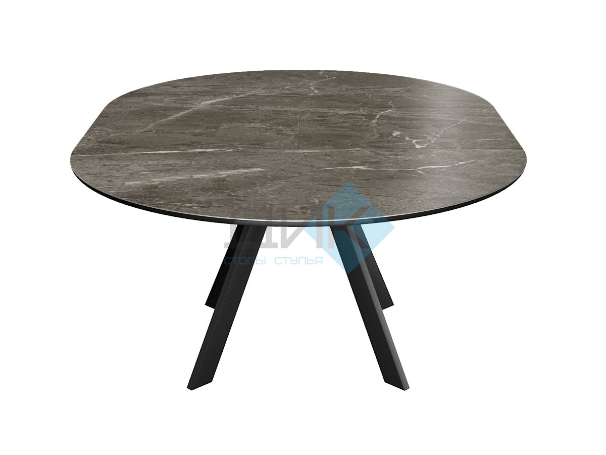 Стол DikLine SKC120 d1200 Керамика Tundra Gris (темно-серый суперглянец)/подстолье черное/опоры черные