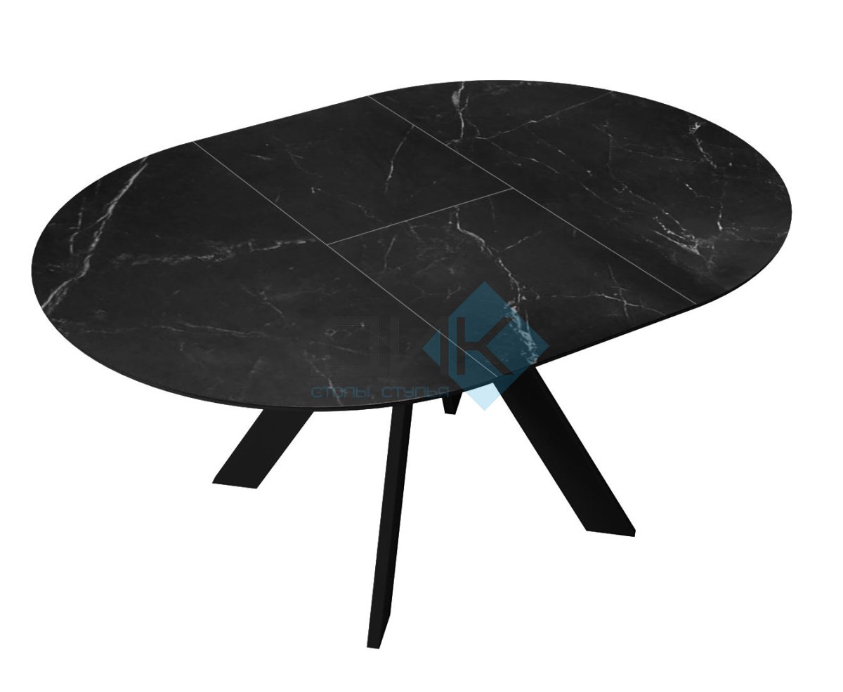 Стол DikLine SKC110 d1100 Керамика Черный мрамор/подстолье черное/опоры черные