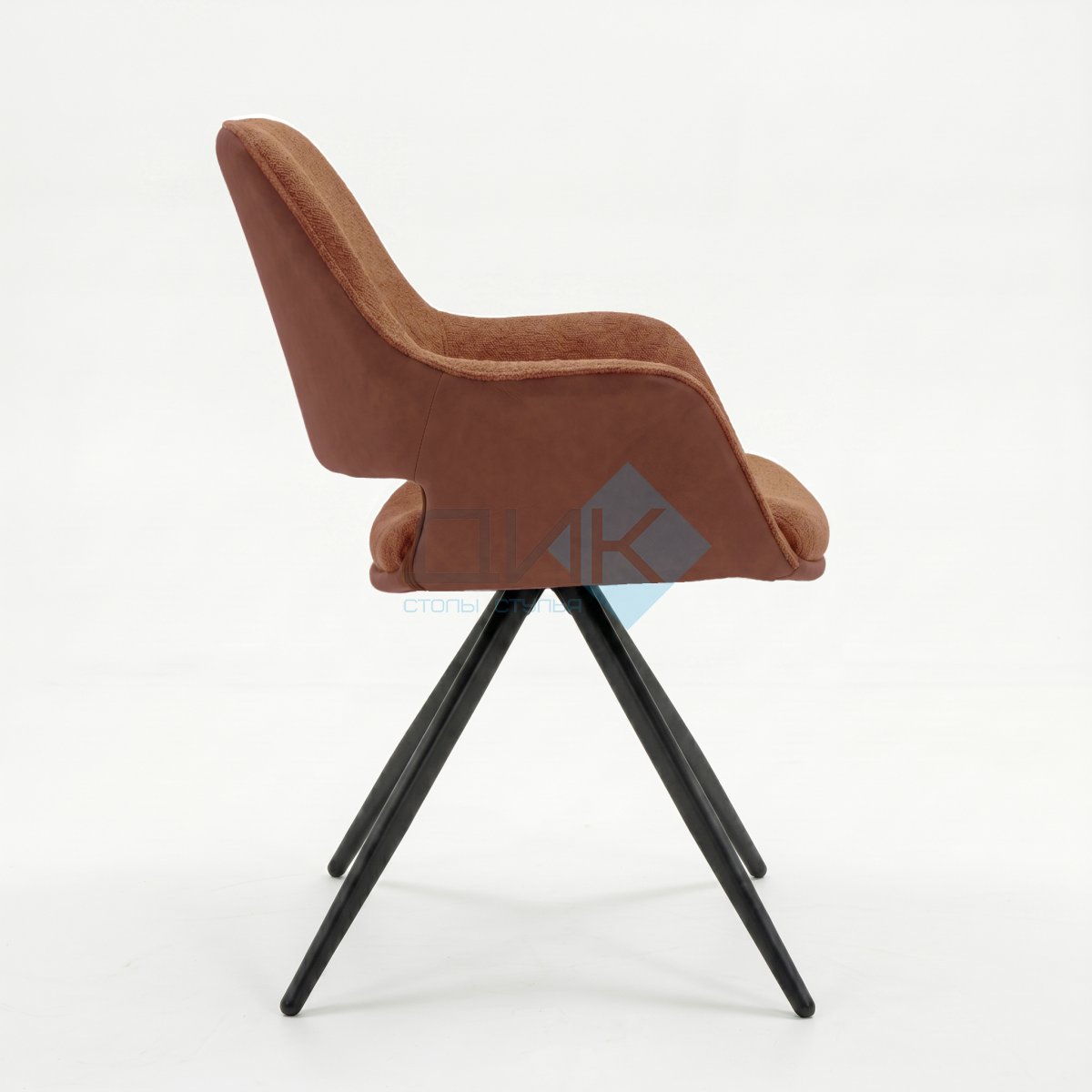 Стул DikLine 506 поворотный, BL07/кожзам BUFF10 терракотовый, ножки черные