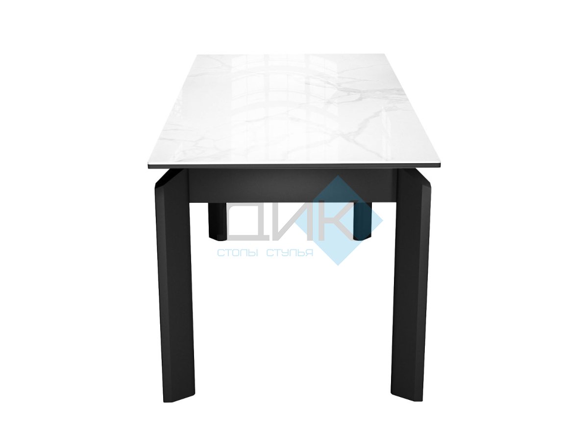 Стол DikLine KT140 керамика белый мрамор С39 глянец/опоры черные (2 уп)