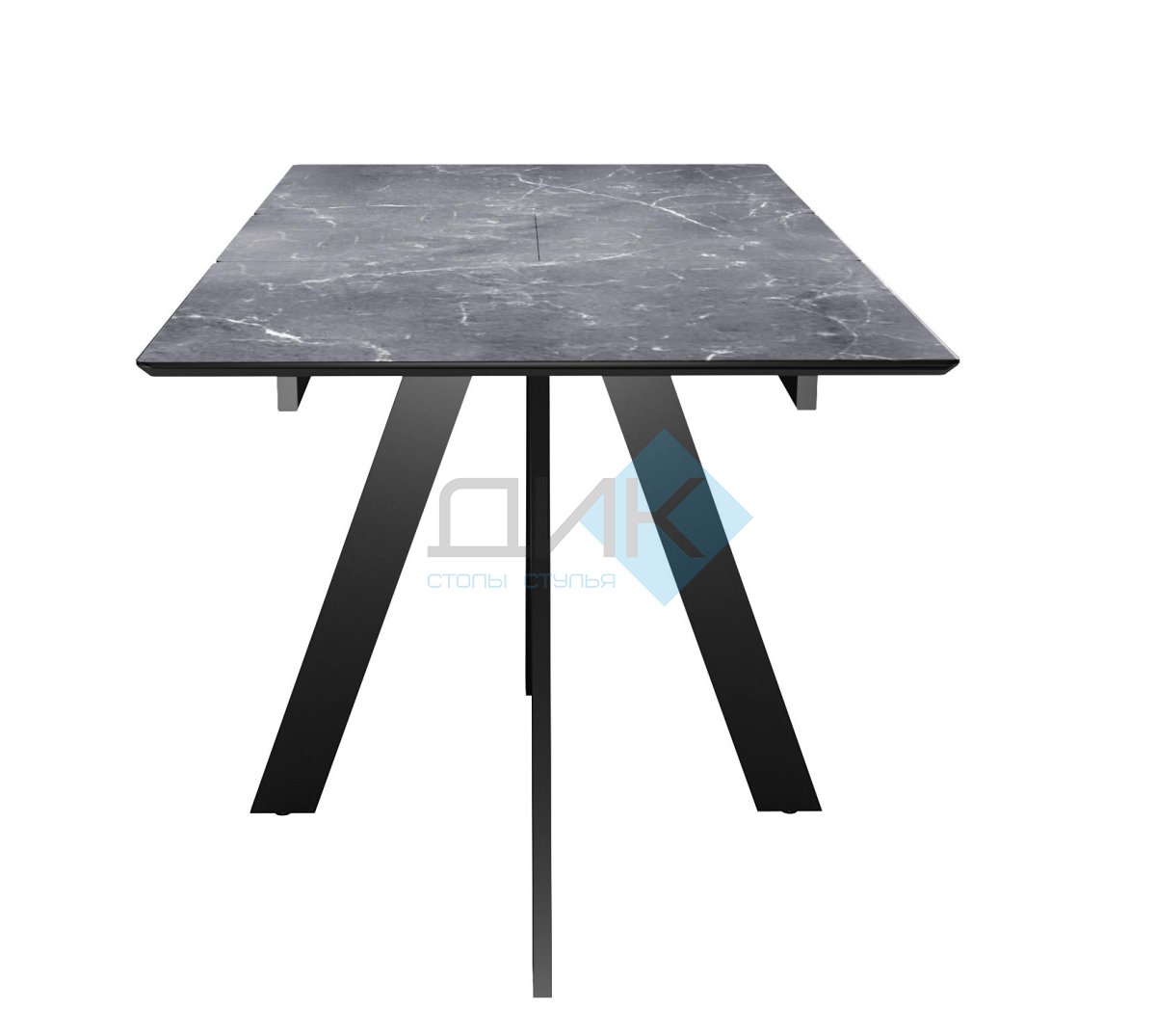 Стол DikLine DKD120, керамика 120(160)х80, мрамор серый матовый, опоры черные (2 уп.)