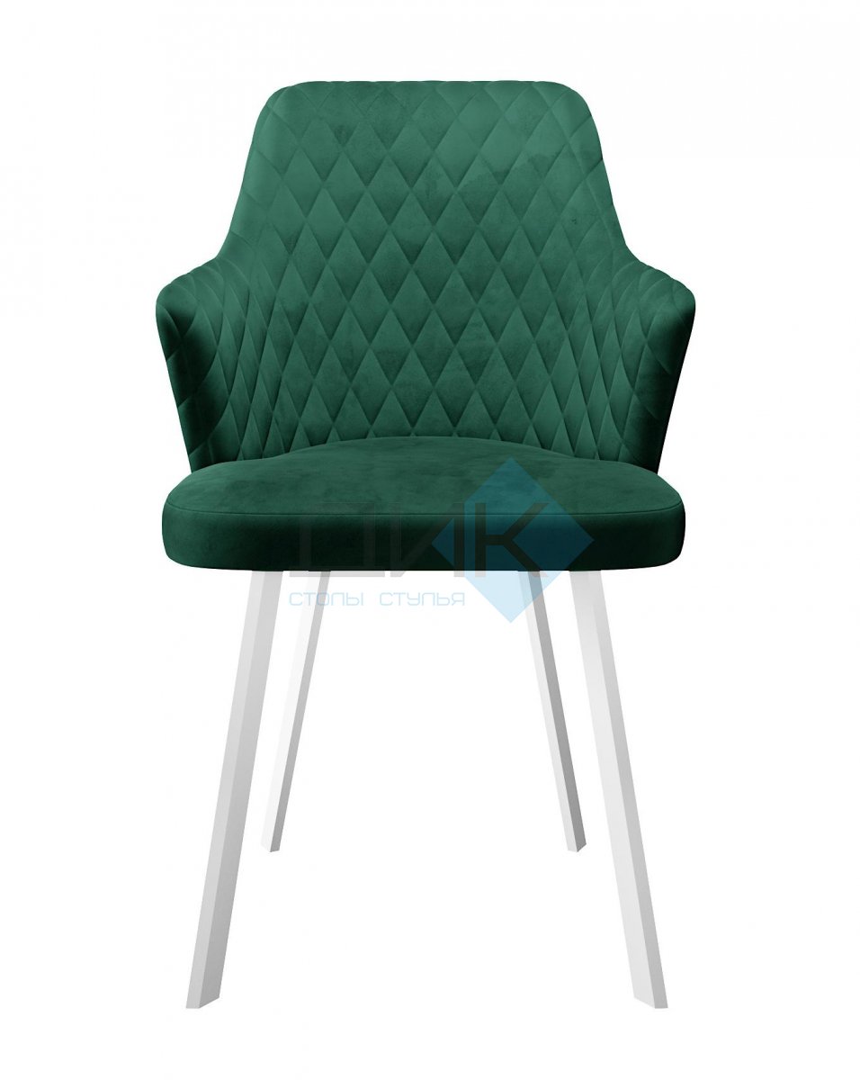 Стул DikLine 245 поворотный, К13 изумруд, ножки белые