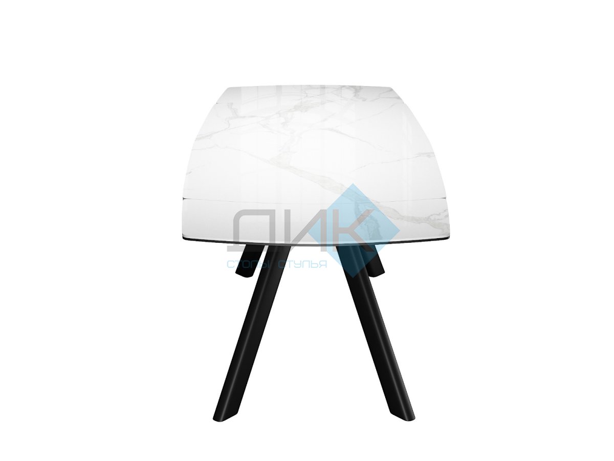 Стол DikLine KL160 керамика белый мрамор С39 глянец/опоры черные) (2 уп)