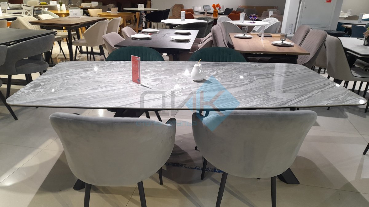 Стол DikLine KS220 керамика Monsoon (серый глянец JA688) / опоры черные Образец в ТЦ Шоколад