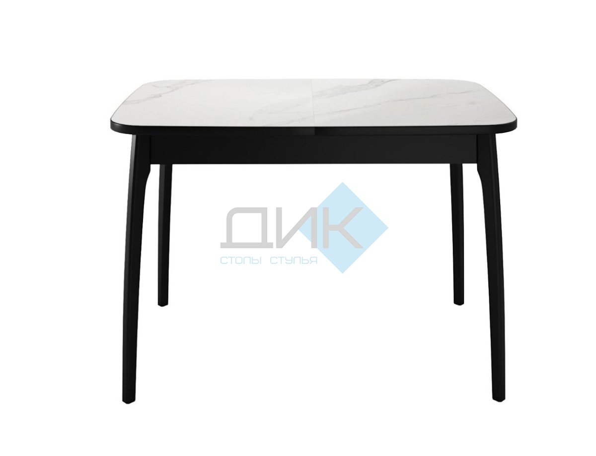 Стол DikLine MK40 Керамика Белый мрамор/подстолье черное/опоры черные