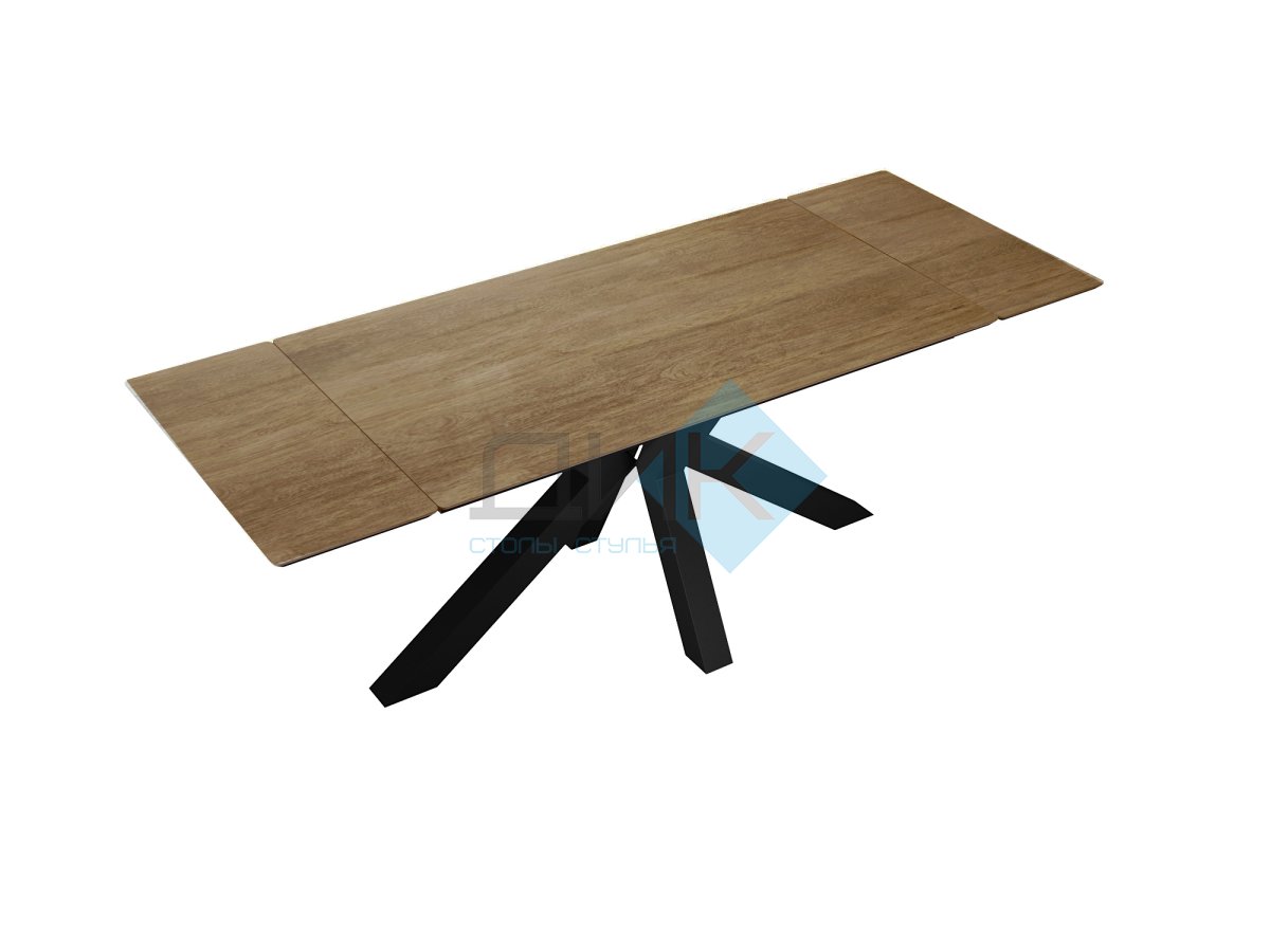 Стол DikLine SFE140 Керамика древесная OAKWOOD HONEY/подстолье черное/опоры черные (2 уп.)