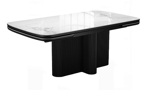 Стол DikLine DKO160 Керамика Platinum ART (белый глянец)/подстолье черное/опоры черные (2 уп.)