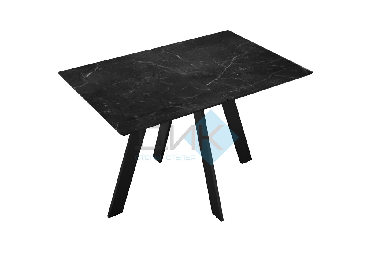 Стол DikLine DKD140, керамика 140(180)х80, мрамор черный матовый, опоры черные (2 уп.)
