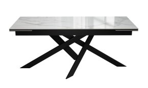 Стол DikLine EKX180, Керамика Белый глянец (К8/2), опоры черные (2 уп.)