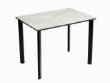 Стол DikLine DKT90 Керамика глянец белый Icelandic white jade (Ostra Bianco Light)/подстолье черное/опоры черные