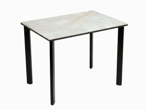 Стол DikLine DKT90 Керамика глянец белый Icelandic white jade (Ostra Bianco Light)/подстолье черное/опоры черные