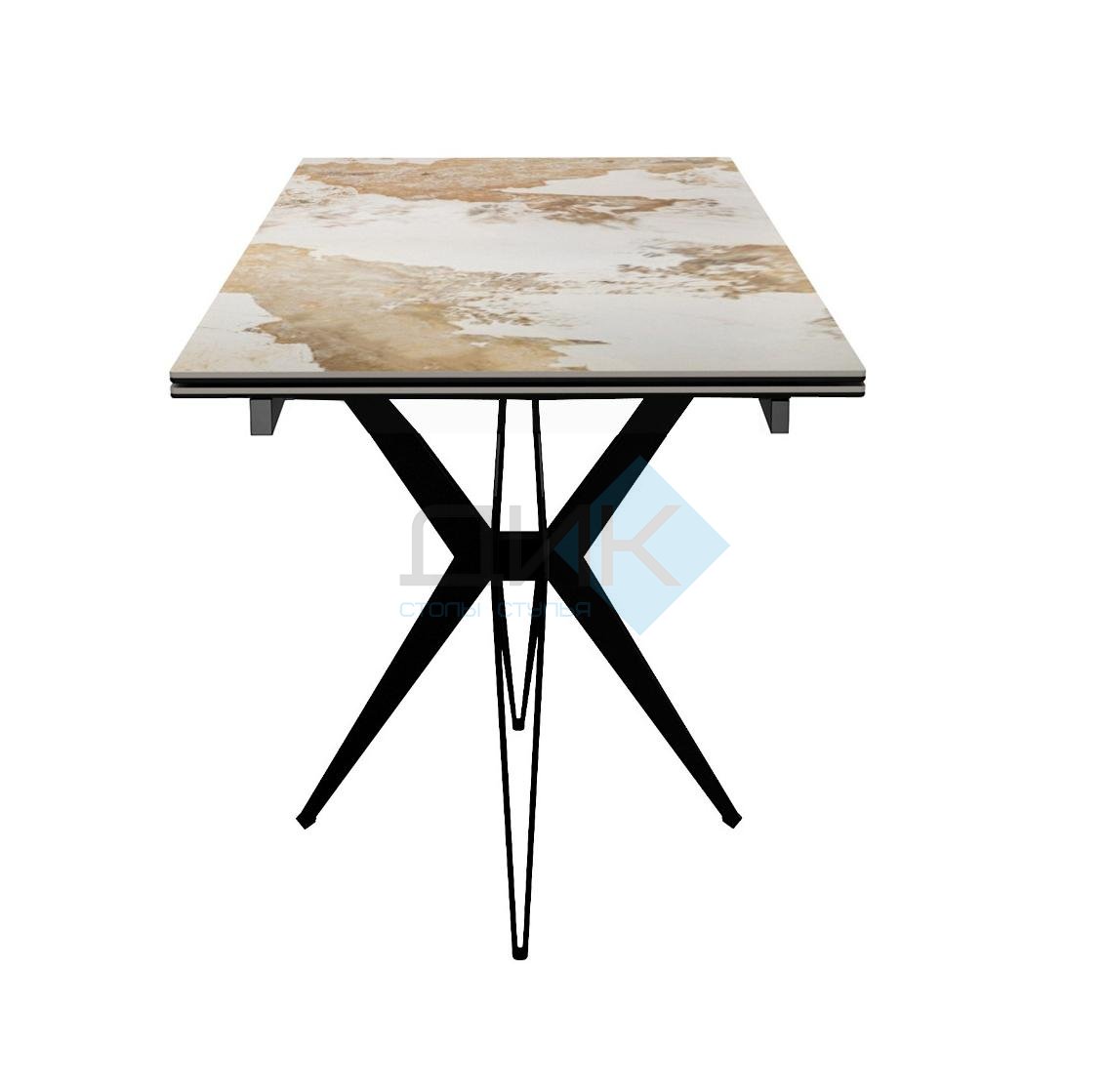 Стол DikLine DKS140 керамика PANDORA глянец, подстолье черное, опоры черные (2уп.)