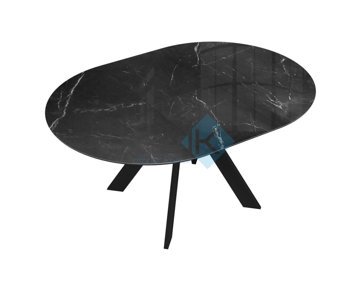 Стол DikLine SFC100 d1000 стекло Оптивайт Черный мрамор/подстолье черное