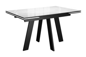 Стол DikLine SFM120 стекло Оптивайт Белый мрамор/подстолье черное/опоры черные
