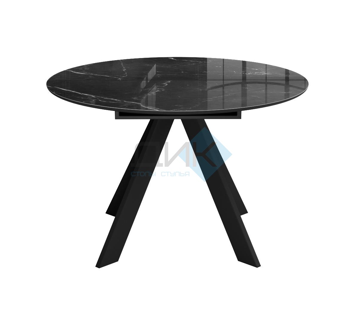 Стол DikLine SFC110 d1100 стекло Оптивайт Черный мрамор/подстолье черное/опоры черные