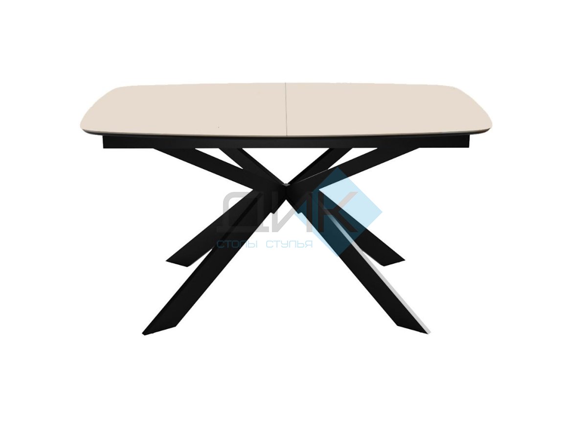 Стол DikLine BK140 керамика Krater Perla (бежевый матовый), подстолье черное, опоры черные